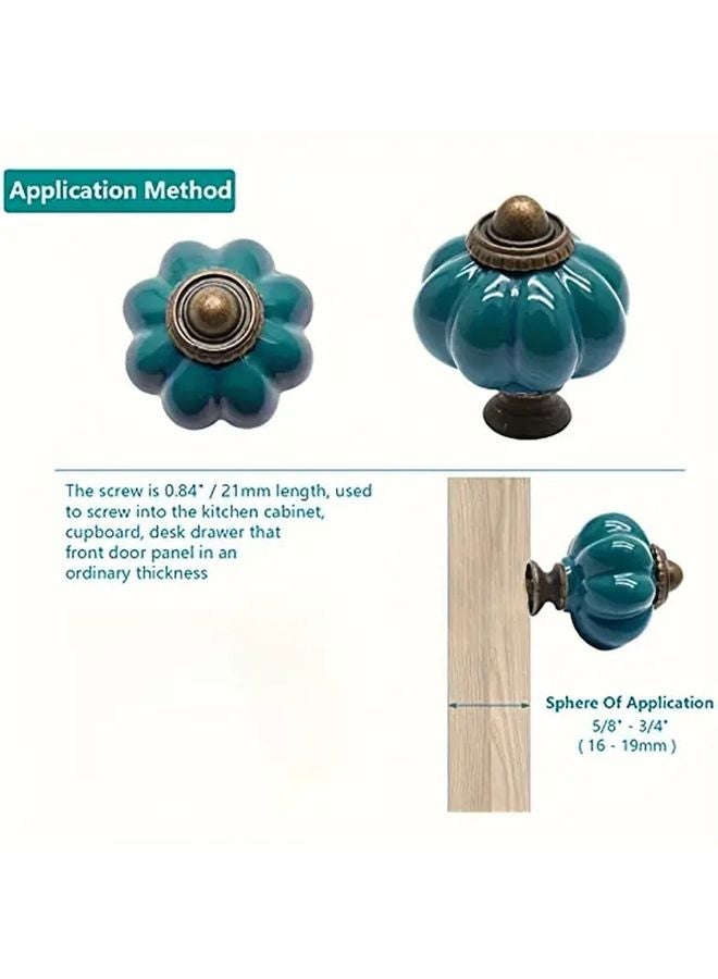 Vintage Peacock Blue Glass Drawer Knobs 8pcs Cup Style Single Hole Pulls Cabinet Hardware - Image 5
